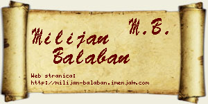 Milijan Balaban vizit kartica
